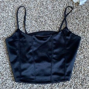 Satin Cropped Corset Tank
